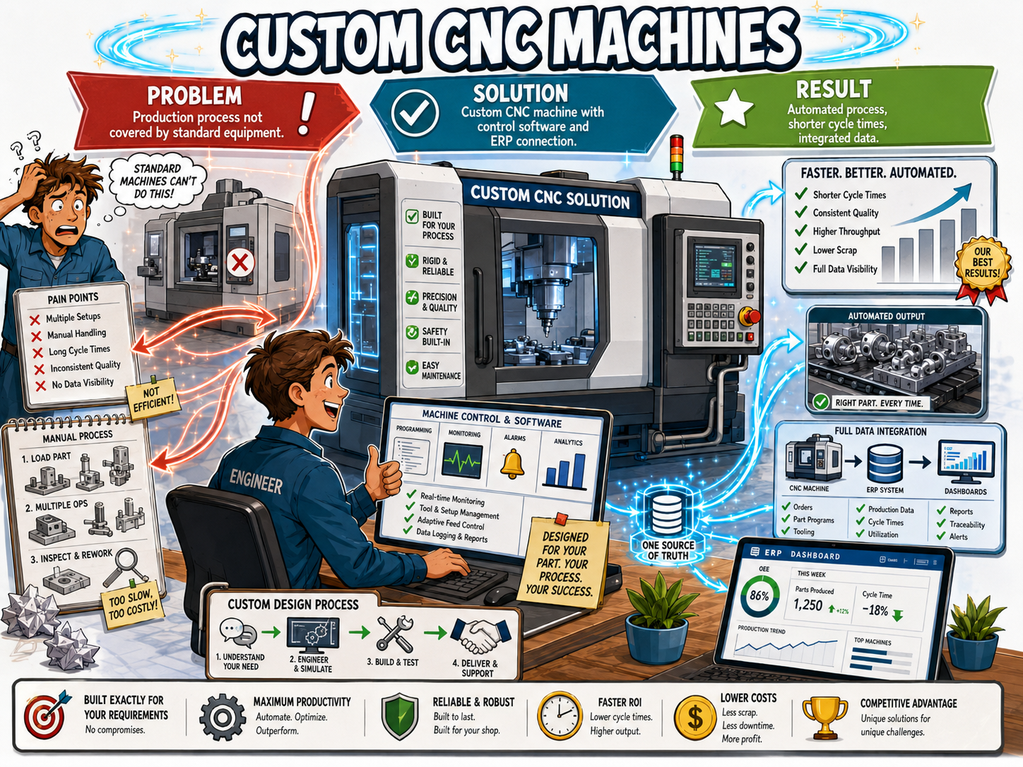 Custom CNC machine with ERP integration