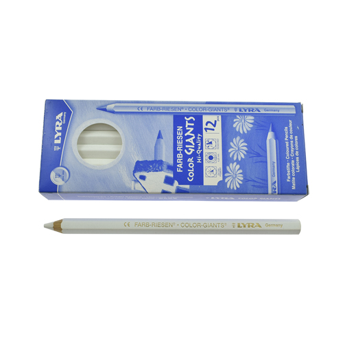 3940001 LYRA Farb-Riesen | Hexagonal Coloured Pencil, White, Ø 10 mm, Lead Ø 6.3 mm (12 pcs)