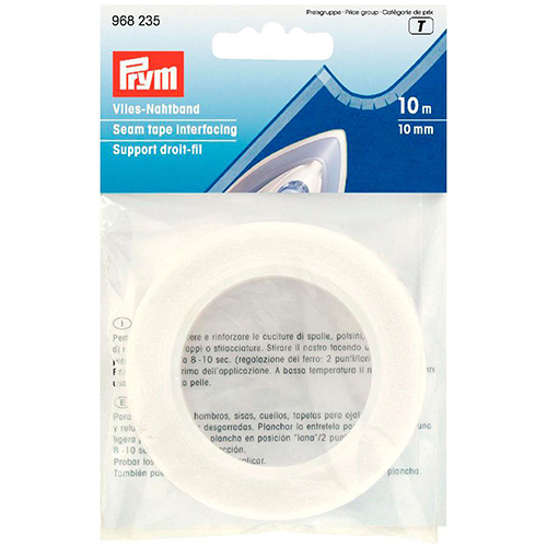 Nastro di Rinforzo per Drittofilo Bianco 10mm x 10m - Lavabile PRYM # 968235