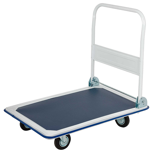 Plattformwagen mit Klappbarem Griff – 48 x 74 x 9 cm (H), Tragkraft 150 kg, Rutschfeste Oberfläche, 4 Räder (2 Schwenkbar)