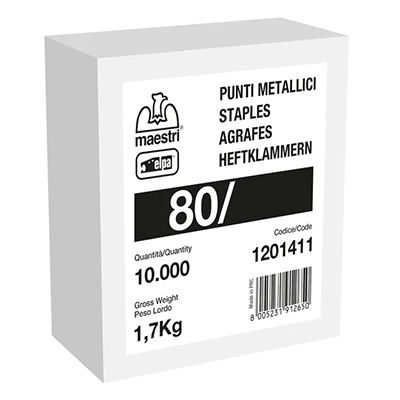 80/16 MAESTRI | Punti Metallici Galvanizzati per Cucitrici Manuali ed Elettriche – 13x16mm (Confezione da 10.000)