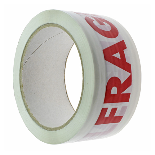 Fita de Advertência Branca Silenciosa com Impressão "FRAGILE" – PPL, 66m x 48mm