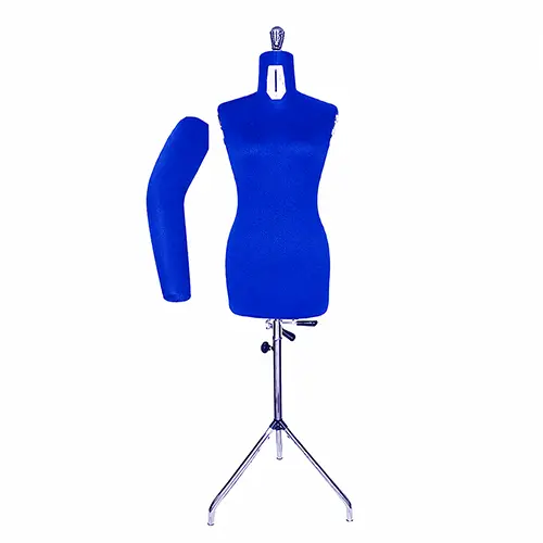 Manequim de Costura Ajustável Feminino com Braço e Tripé – Tamanho 46–58, Azul (Made in Italy)
